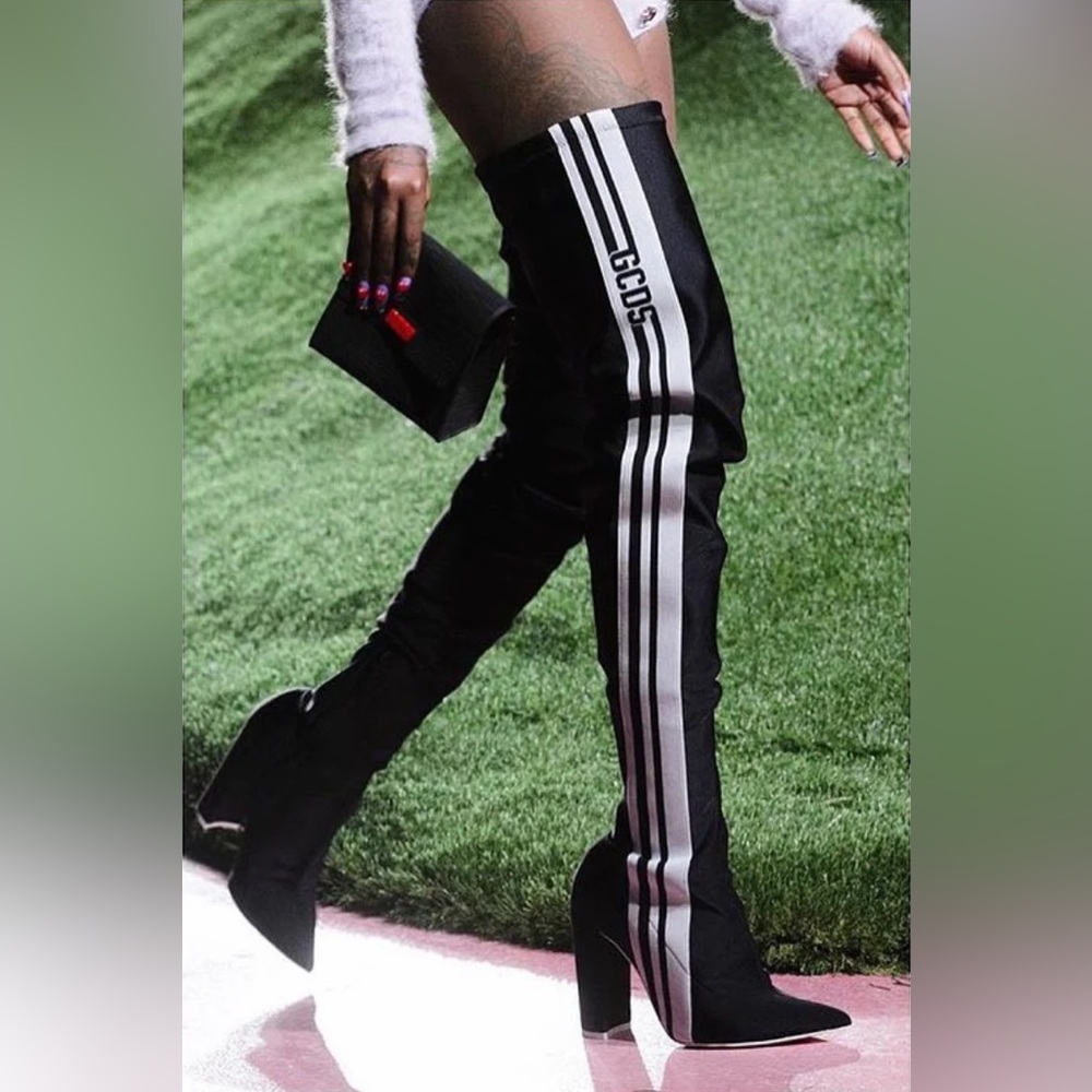 GCDS High Stripe Boots in Black NEW